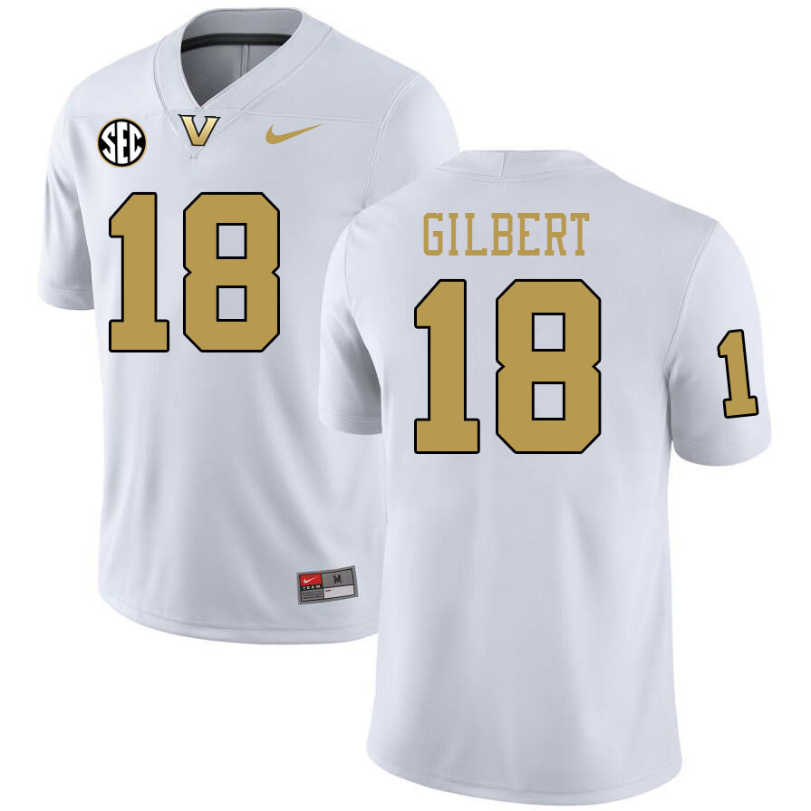 Vanderbilt Commodores #18 Jalen Gilbert College Football Jerseys 2024 Uniforms Stitched-White